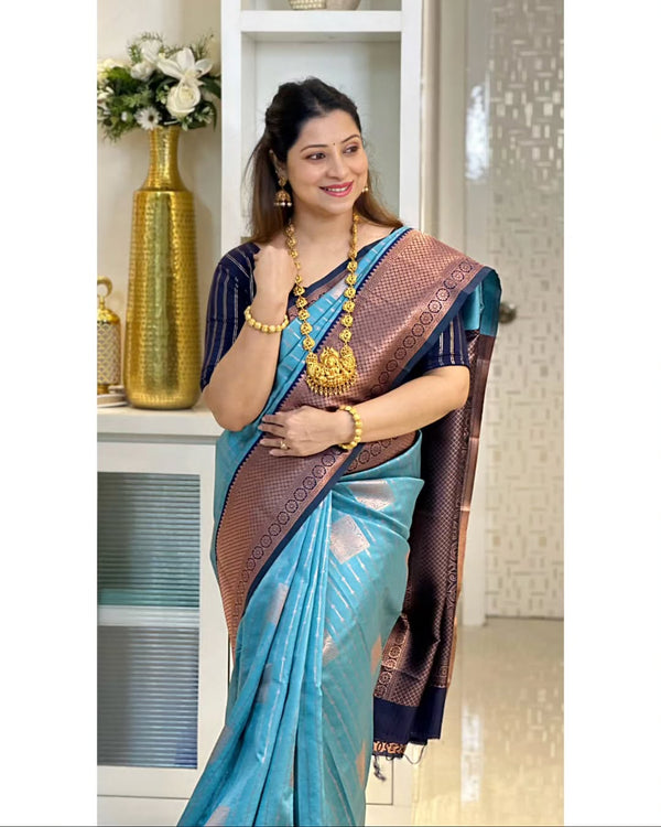 Blue Banarasi Silk Saree | Festive & Party Wear