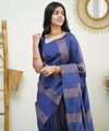 Blue Banarasi Silk Saree | Festive & Party Wear