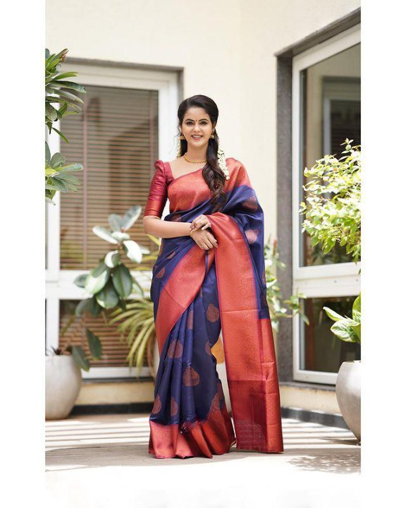 Blue Banarasi Silk Saree | Traditional Wedding Wear