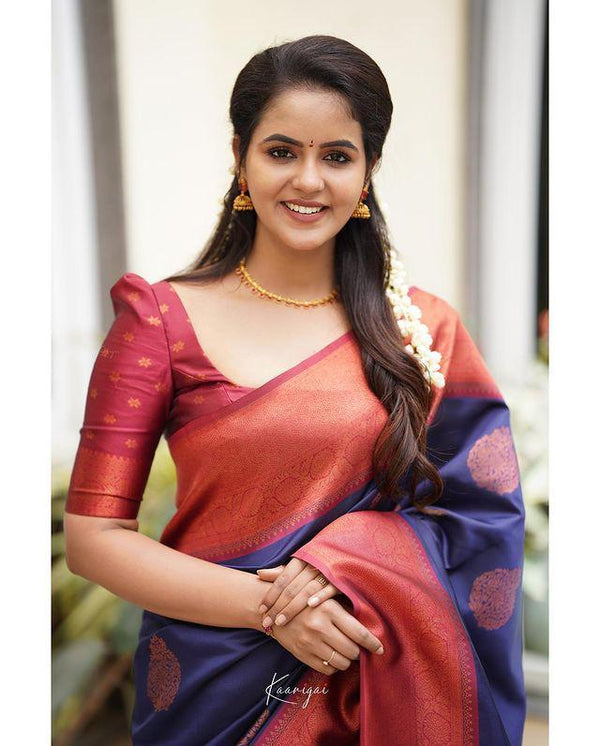 Blue Banarasi Silk Saree | Traditional Wedding Wear