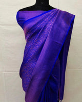 Blue Banarasi Silk Saree | Traditional Zari Weave