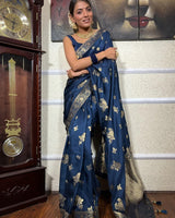 Blue Banarasi Silk Saree | Wedding & Festive Wear