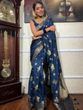 Blue Banarasi Silk Saree | Wedding & Festive Wear
