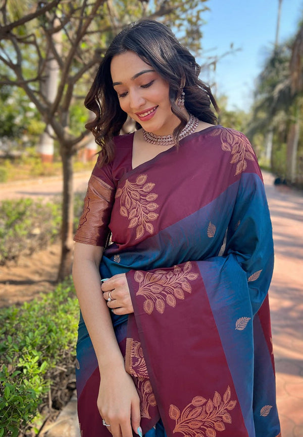 Blue Banarasi Silk Saree | Wedding & Festive Wear