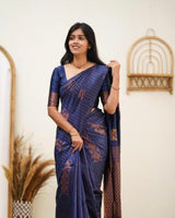 Blue Banarasi Silk Saree | Wedding & Reception Wear