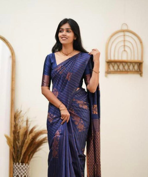 Blue Banarasi Silk Saree | Wedding & Reception Wear