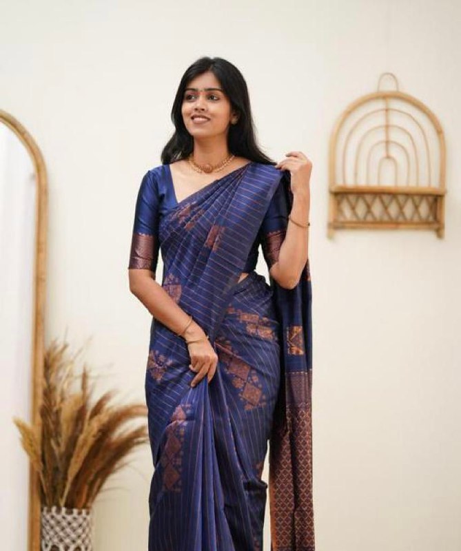 Blue Banarasi Silk Saree | Wedding & Reception Wear