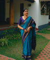 Blue Banarasi Silk Saree | Wedding & Reception Wear