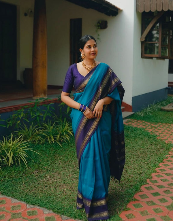 Blue Banarasi Silk Saree | Wedding & Reception Wear