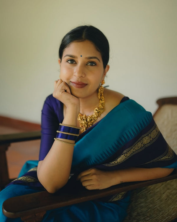 Blue Banarasi Silk Saree | Wedding & Reception Wear
