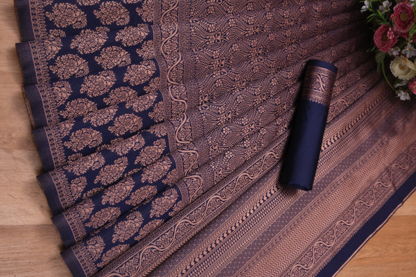 Blue Banarasi Silk Saree | Wedding & Reception Wear