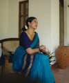 Blue Banarasi Silk Saree | Wedding & Reception Wear