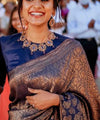 Blue Banarasi Silk Saree | Wedding & Reception Wear