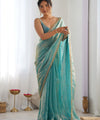 Blue Beige Space Silk Sequin Embroidery Saree for Party Wear | RD KAVYA