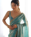 Blue Beige Space Silk Sequin Embroidery Saree for Party Wear | RD KAVYA