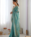 Blue Beige Space Silk Sequin Embroidery Saree for Party Wear | RD KAVYA