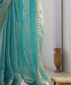 Blue Beige Space Silk Sequin Embroidery Saree for Party Wear | RD KAVYA