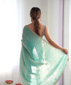 Blue Beige Space Silk Sequin Embroidery Saree for Party Wear | RD KAVYA