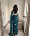 Blue Chiffon Party Wear Saree with Siroski & Moti Work | RD KHUSHI