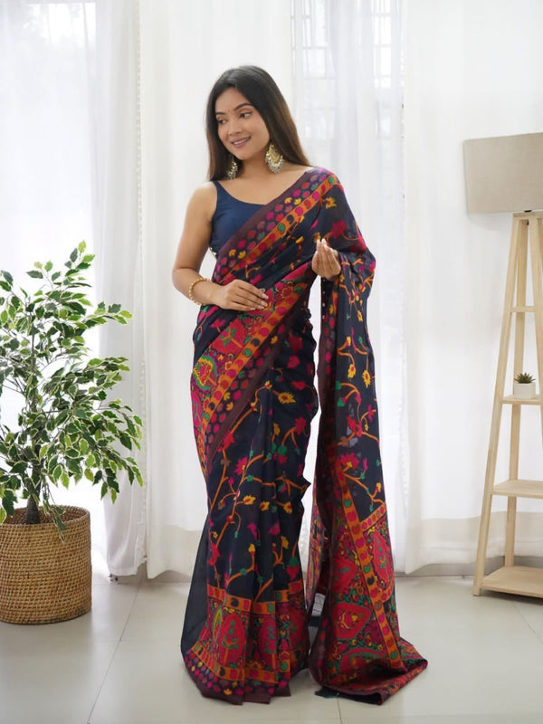 Blue Cotton Saree | Daily & Festive Wear