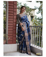 Blue Cotton Saree | Festival & Ceremony Wear