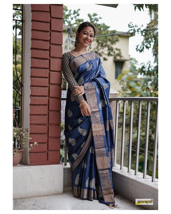 Blue Cotton Saree | Festival & Ceremony Wear