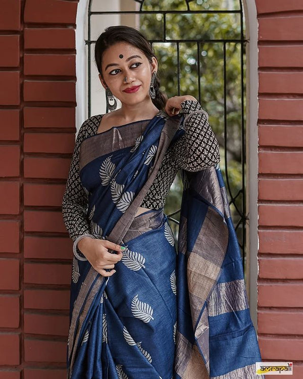 Blue Cotton Saree | Festival & Ceremony Wear