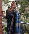 Blue Cotton Saree | Festival & Ceremony Wear