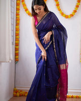 Blue Cotton Saree | Festive & Party Wear