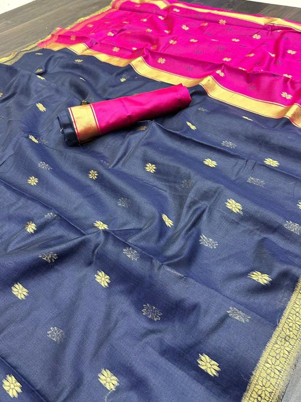 Blue Cotton Saree | Festive & Party Wear