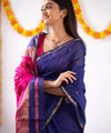 Blue Cotton Saree | Festive & Party Wear