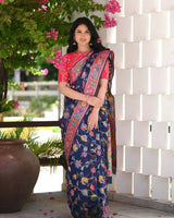 Blue Cotton Saree | Traditional Handloom Wear