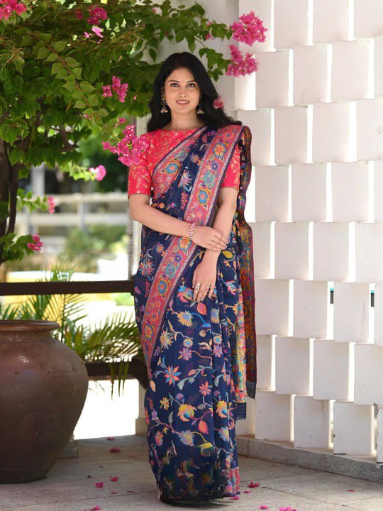 Blue Cotton Saree | Traditional Handloom Wear