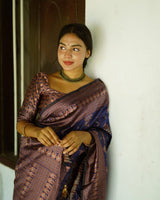 Blue Jacquard Silk Saree | Festival & Ceremony Wear