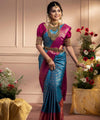 Blue Jacquard Silk Saree | Festival & Ceremony Wear