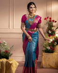 Blue Jacquard Silk Saree | Festival & Ceremony Wear