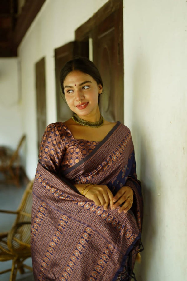 Blue Jacquard Silk Saree | Festival & Ceremony Wear