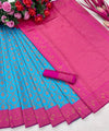 Blue Jacquard Silk Saree | Festival & Ceremony Wear