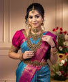 Blue Jacquard Silk Saree | Festival & Ceremony Wear