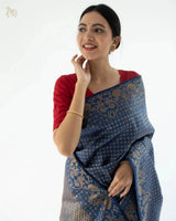 Blue Jacquard Silk Saree | Festive & Party Wear