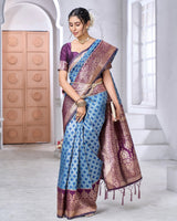 Blue Jacquard Silk Saree | Rich Zari Border Saree