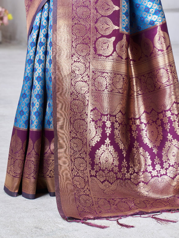 Blue Jacquard Silk Saree | Rich Zari Border Saree