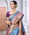 Blue Jacquard Silk Saree | Rich Zari Border Saree