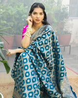 Blue Jacquard Silk Saree | Wedding & Reception Wear