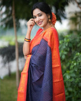 Blue Jacquard Silk Saree | Wedding & Reception Wear