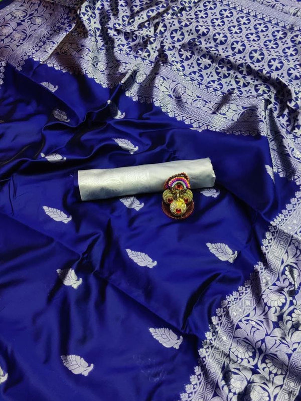 Blue Jacquard Silk Saree | Wedding & Reception Wear