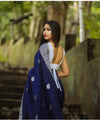 Blue Jacquard Silk Saree | Wedding & Reception Wear