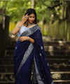 Blue Jacquard Silk Saree | Wedding & Reception Wear