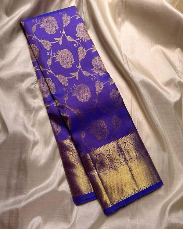 Blue Kanjivaram Silk Saree | Traditional Wedding Wear