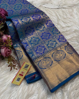 Blue Kanjivaram Silk Saree | Traditional Wedding Wear